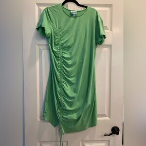 Future Collective x Target Dress Bodycon Mini Knit Ruched Short Sleeves Green